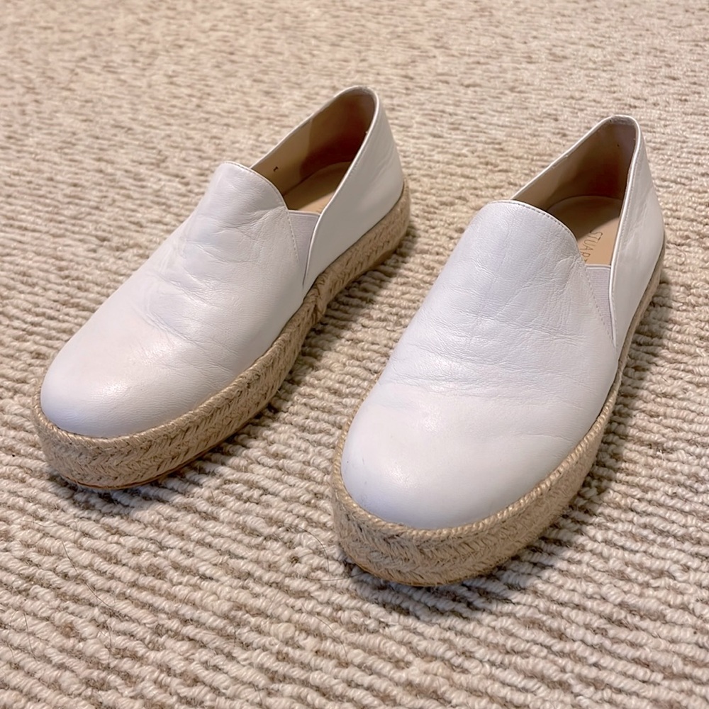 White Leather Espedrilles Stuart Weitzman
